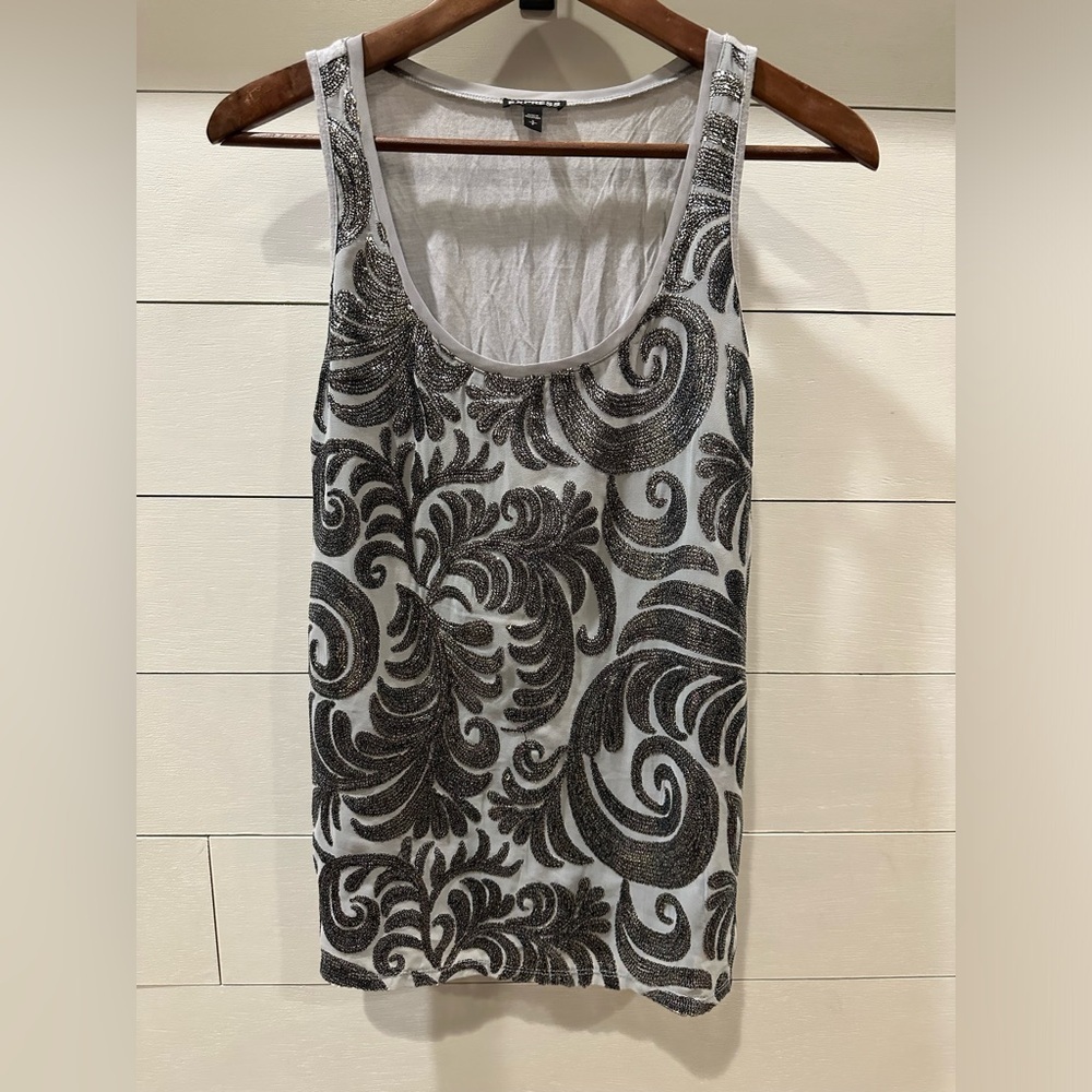 Express Black and White Swirl Tank Top- size Small